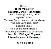 All Saints Church Rennington - Memorial/Grave A03