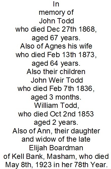 All Saints Church Rennington - Memorial/Grave B02