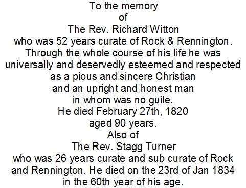 All Saints Church Rennington - Memorial/Grave B09