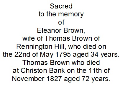 All Saints Church Rennington - Memorial/Grave C25