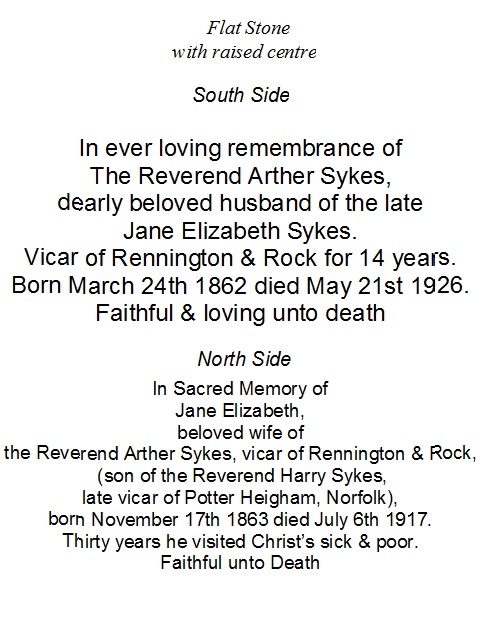 All Saints Church Rennington - Memorial/Grave D20