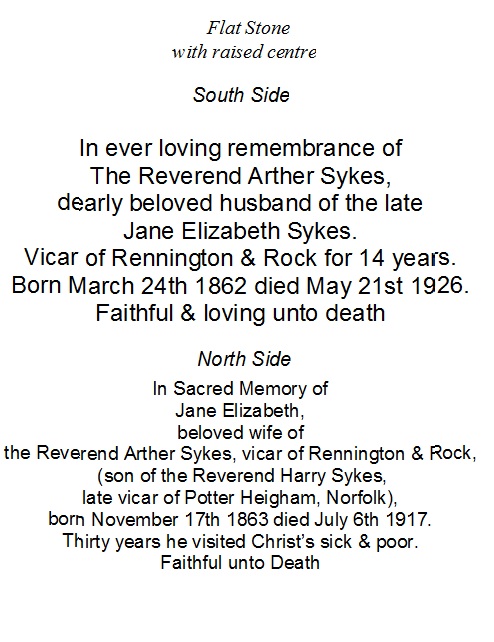 All Saints Church Rennington - Memorial/Grave D20