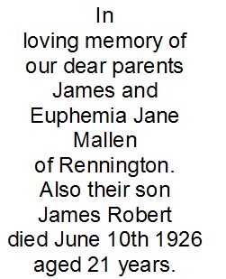 All Saints Church Rennington - Memorial/Grave G20